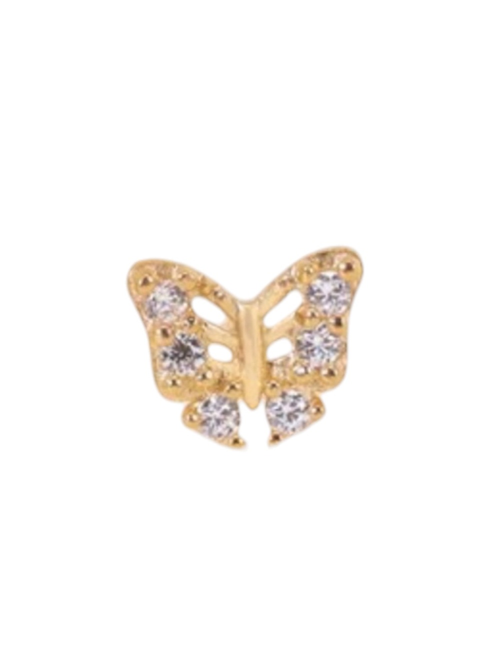 14k Solid Gold Butterfly threadless stud